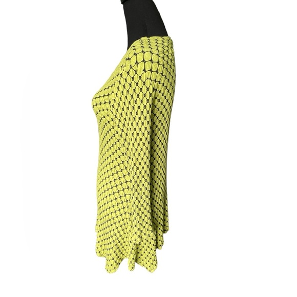 Tianello Asbury Tunic, Chartreuse & Black Honeycomb, Size Large, Made in the USA - Picture 2 of 5